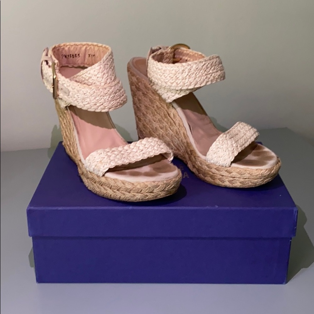 Stuart Weitzman Alex Wedge Ivory Crochet